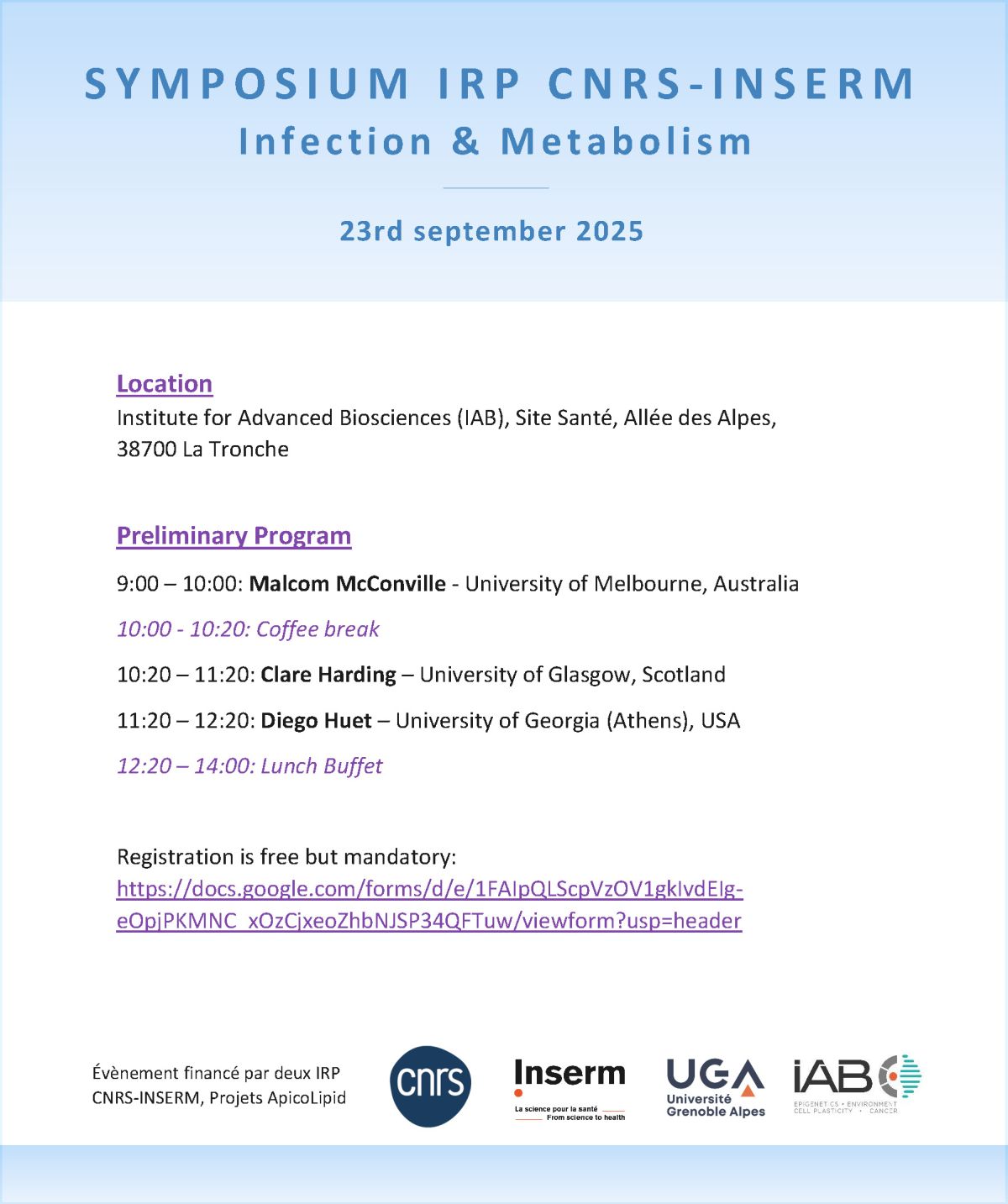 Symposium IRP CNRS – Inserm: Infection & Métabolisme